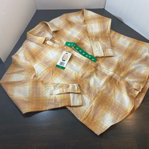 Weatherproof Tops - Weatherproof Women's Yellow Plaid Button Down Shirt